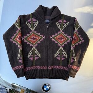 Lost Horizons Sweater Big Lebowski Southwestern Aztec Style Heavy Wool Cotton M
